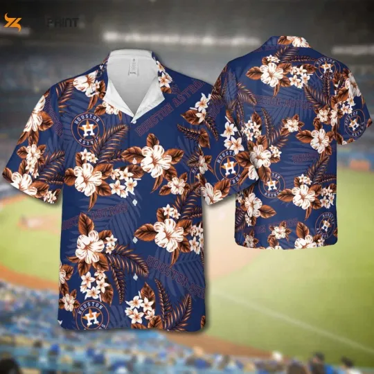 Houston Baseball Team Astross Hawaiian Button Down Shirt