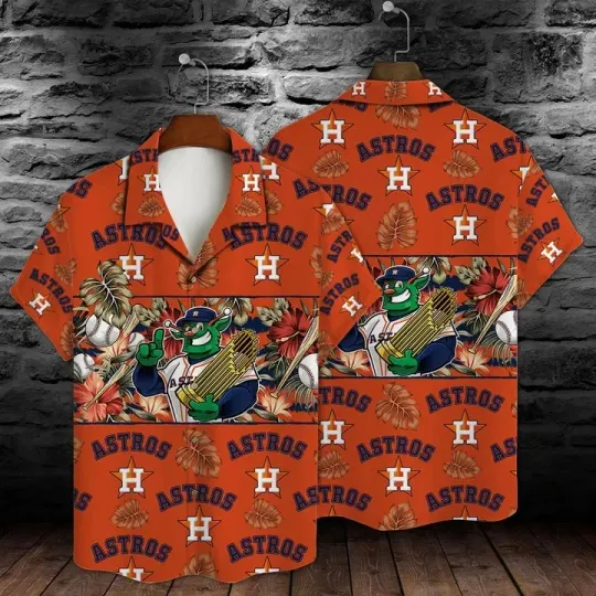Houston Baseball Team Astross Hawaiian Button Down Shirt