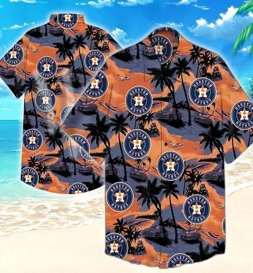Houston Baseball Team Astross Hawaiian Button Down Shirt