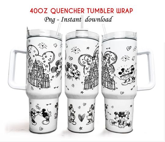 Cartoon 40oz Tumbler Wrap, Mouse Tumbler, Magic Cup, Mickey Tumbler Gift