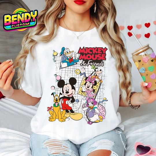 Retro 90s Mickey & Friends Group T-Shirt, Mickey & Co Vintage Disneyland Vacation Tee