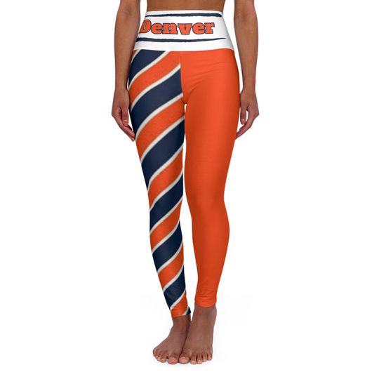 Denver Football Themed Yoga Leggings, Women's Broncos leggings, gift for women, cute broncos yoga pants