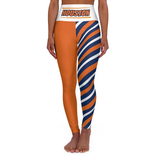 Orange and blue  Yoga Leggings, Women's Leggings,  Houston baseball themed leggings, cute yoga pants, baseball fan pants, gift