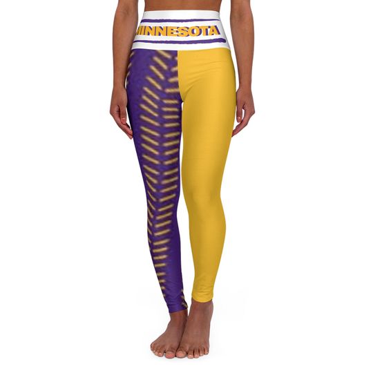 Minnesota Football Themed Yoga Leggings, Women's Leggings, Cute Vikings Leggings, Game Day Leggings,  Gift, Yoga pants