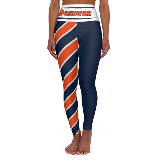 Denver Football Themed  Yoga Leggings,  Women's Broncos Yoga Pants, Cute Leggings, Denver Fan Leggings, Game Day Leggings