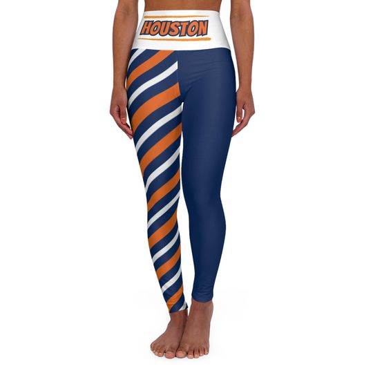 Blue and orange Yoga Leggings, Women's Leggings, Houston baseball themed leggings, baseball fan pants, cute yoga pants, gift