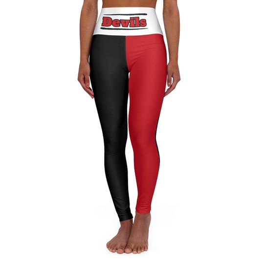 New Jersey Hockey Themed Yoga Leggings, Devils Leggings, cute yoga pants, Women's Leggings,  gift