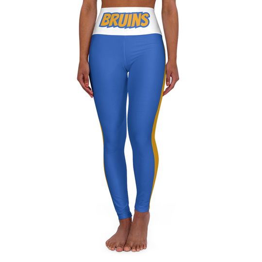 Blue and gold Yoga Leggings, Bruins Themed leggings,  Women's leggings, cute leggings, cute yoga pants, gift, alumni gift