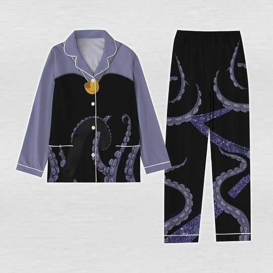 Ursula Pajamas Set, Disney Sea Witch Women's Sleepwear, Little Mermaid Sleepwear
