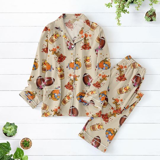 Halloween Winnie the Pooh Pajama Set, Disney Women's Sleepwear, Spooky Holiday Pajamas, Matching Christmas Pajamas