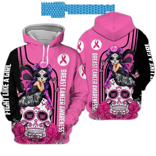 Breast Cancer Awareness Skull Butterfly Hoodie