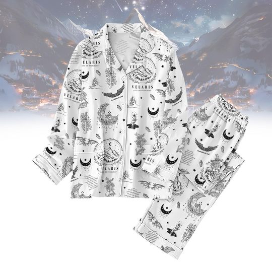 Night Court Pajamas, ACOTAR Book Club Pajama Set, Velaris Library Pajamas, House of Wind Holiday Pajamas, Book Lover Pajamas for Women