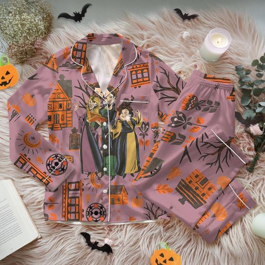 Halloween Disney Hocus Pocus Sanderson Sisters Satin Pajama Set