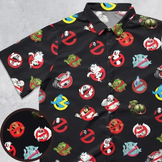 No Ghost Exists Ghostbusters Hawaiian Shirt Casual Button Down Shirt Unisex