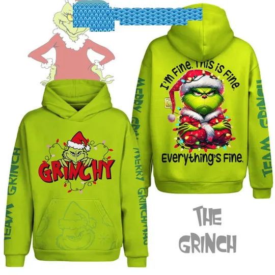 The funny character Everything Is Fine And Im Fine Christmas 2024 Hoodie
