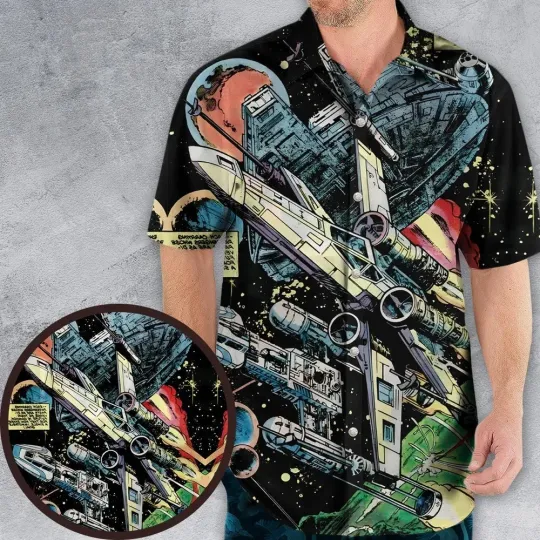 Han Solo Spaceship Star Wars Hawaiian Shirt Casual Button Shirt Unisex Adults