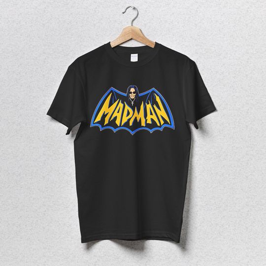Madman Rock T-Shirt  Ozzy Inspired Gothic Bat Logo Tee, Heavy Metal Music Shirt, Retro Rock Band Fan Gift, Unisex Vintage Tee