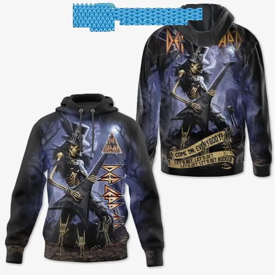 Def Leppard Let Get Rocked Jack Skellington Halloween Hoodie