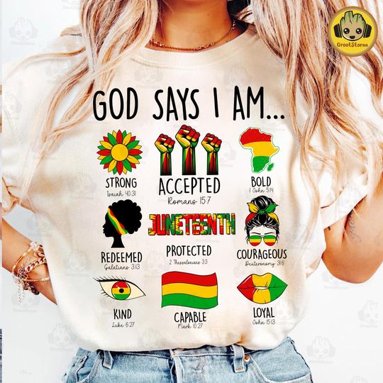Juneteenth God Says I Am T-Shirt, African American