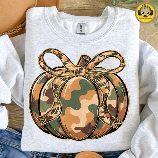 Retro Camo Pumpkin Sweatshirt, Fall Pumpkin