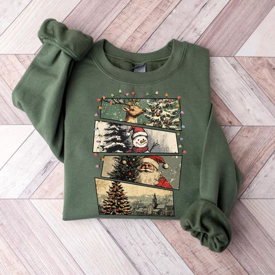 Vintage Christmas Sweatshirt with Santa