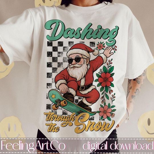 Dashing Through the Snow, Retro Christmas Sublimation