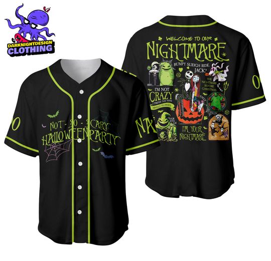 Halloween Party Personalized Baseball Jersey, Nightmare Before Christmas Jersey, Halloween Shirt Gift
