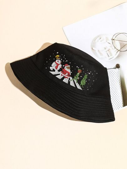 Abbey Road Parody Christmas Bucket Hat,Funny Character, Unisex Black Bucket Hat