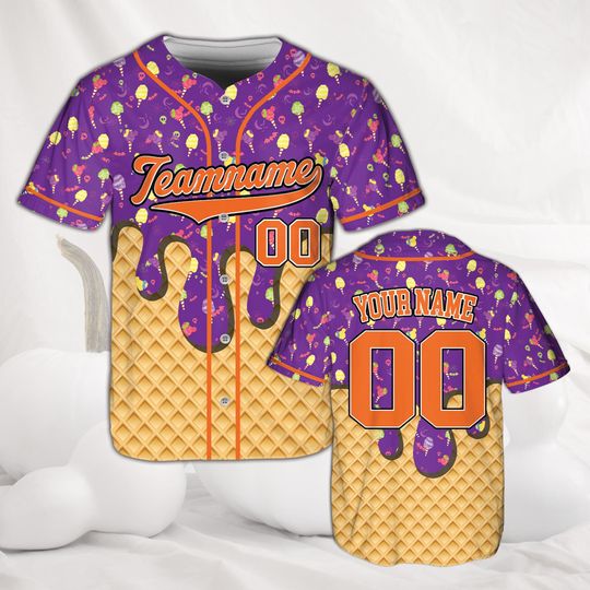 Custom Halloween Ice Cream Drip Baseball Jersey for Kids & Adults