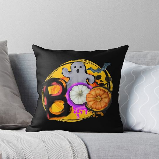 Boo Halloween trick or treat Women Mens Kids Pumpkin Pillow