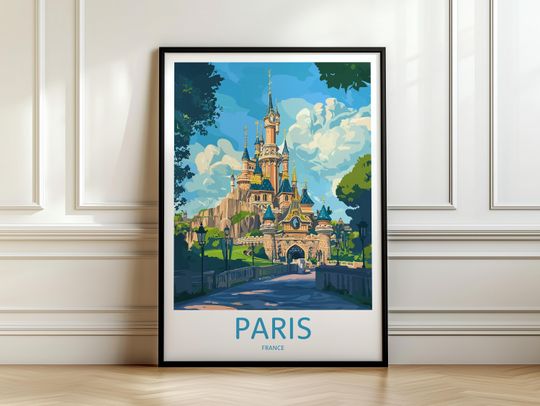 Disneyland Paris Vintage Sleeping Beauty Castle Travel Poster