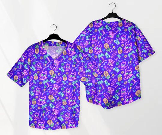 Toothless Baseball Jersey Shirt, Neon Dragon Button Up Shirt