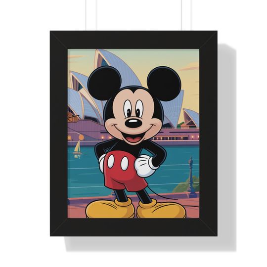 Mickey Mouse Framed Vertical Poster, Kids Room Decor, Disney Wall Art, Nursery Decor, Playful Home Decoration