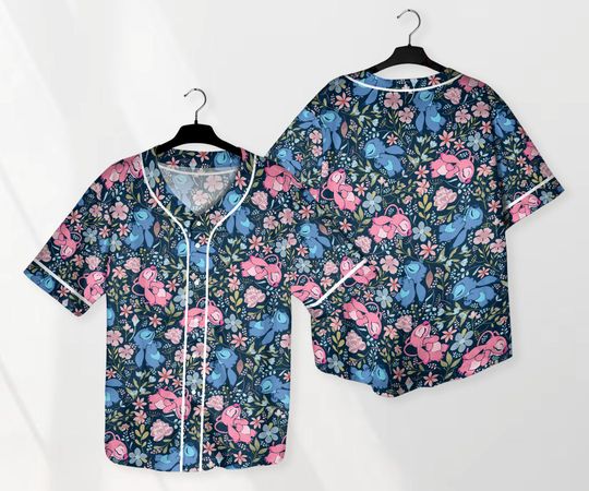 Angel Stitch Baseball Jersey Shirt Aloha Summer Tropical Jersey Stitch Angel Shirt