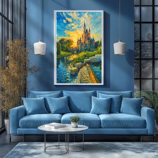 Magic Kingdom Castle Fantasyland Nursery Art Poster Kids Bedroom Wall Art Disney Decorations