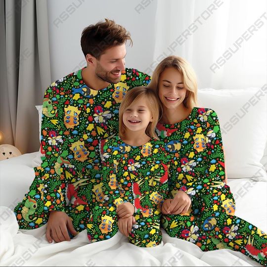 Wriggles Pajamas Set Matching Couple Pajamas Family Pajamas Gift