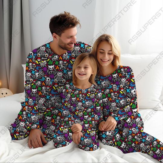 Chubby Plant Buddy Matching Family Pajamas Set Cute Skeletons Pajamas Gift