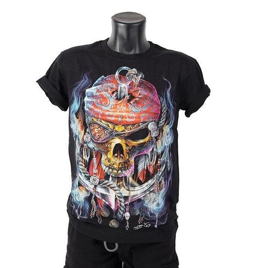 4D Rock Pirate Skeleton T-Shirt Unisex Glow in the Dark