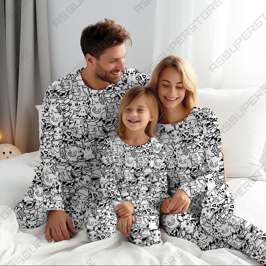 Shadow King Chubby Pajamas Set Cute  Doodle Art Matching Pajamas Christmas Family Gift