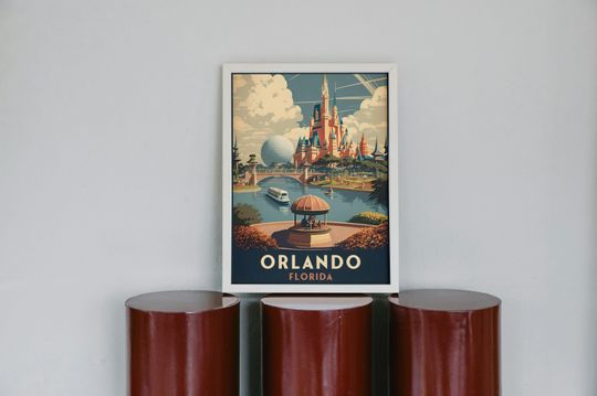 Orlando Florida Travel Art | Disney World Inspired Poster | Printable Wall Decor | Gift for Travelers