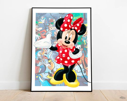 Minnie Mouse Watercolor Art Poster for Kids Room Wall Decor