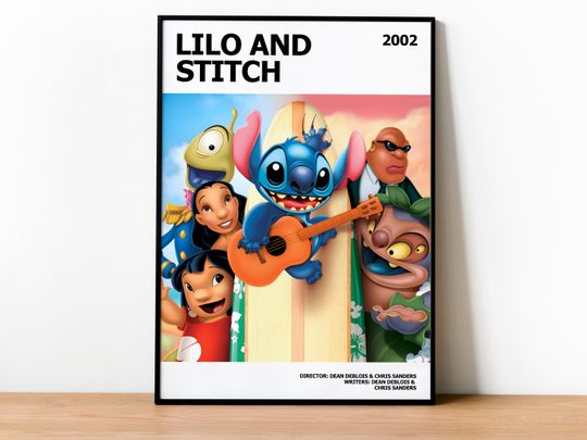 Lilo and Stitch 2002 Poster Print - Disney Movie Art, Kids Room Decor, Unframed, Stitch Fan Wall Art