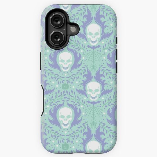 Damask Halloween - Turquoise iPhone Case
