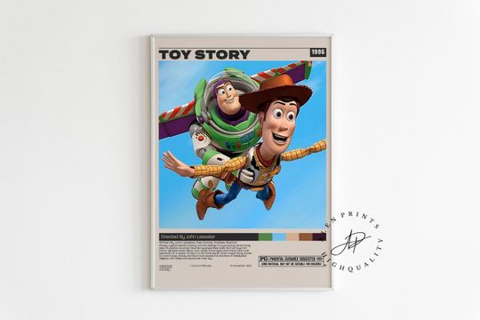 Toy Story Poster - John Lasseter, Minimalist Vintage Retro Wall Art, Mid-Century Modern Room Decor