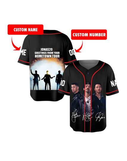 Personalized JONAS20: Greetings From Your Hometown Tour Jersey, Custom Name Concert Merch, 2025 World Tour Fan Shirt, Jonas Brothers Tour