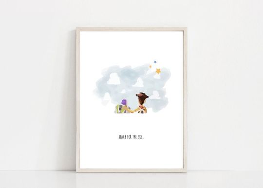 Toy Story Wall Poster Reach for the Sky Buzz and Woody Premium Matte Vertical Poster