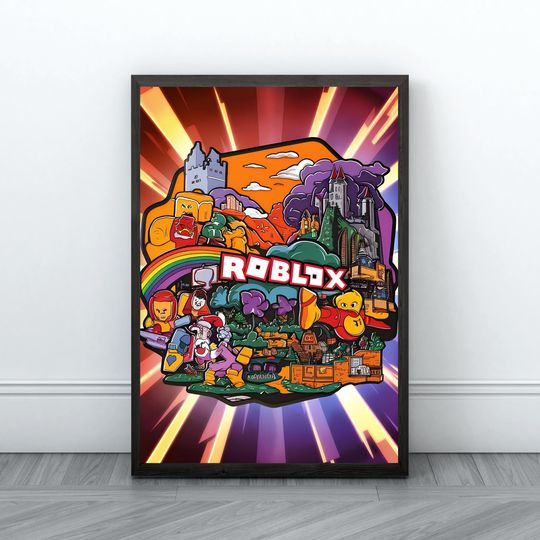 Roblox Gaming Room Poster Vertical Print Kids Nursery Wall Art Video Game Digital Poster