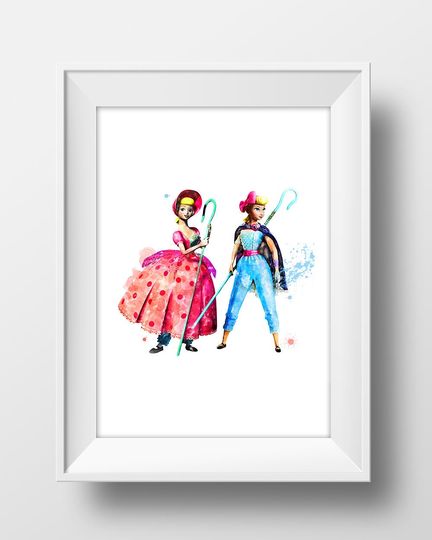 Toy Story 4 Watercolor Poster Bo Beep Kids Room Wall Art Premium Matte Vertical Poster