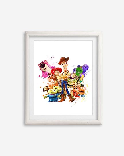 Toy Story Watercolor Wall Art Poster - Nursery and Kids Room Decor