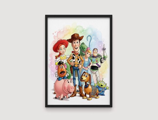 Toy Story Watercolor Poster, Kids Room Wall Decor, Nursery Wall Art, Toy Story Poster